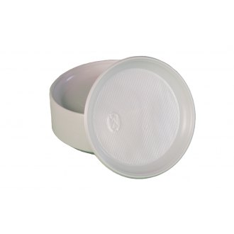 Talíř plastový bílý průměr 22cm,&shy; baleno po 100 ks