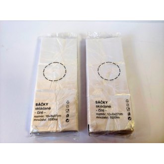 Sáček mikrotenový skládaný 18x27cm,&shy; 6µm,&shy; slabý,&shy; 1000 ks