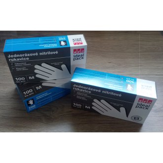 Ideal Pack,&shy; rukavice nitrilové M,&shy; v krabičkách po 100 ks