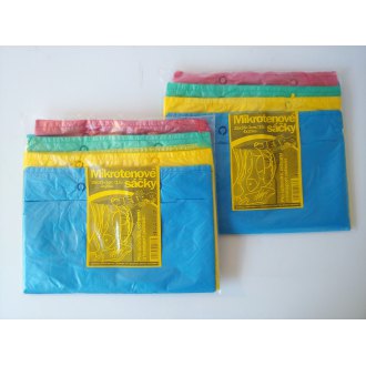 Sáček mikrotenový na odtrhovací liště 25x35cm,&shy; barený MIX,&shy; balení 4x20 ks